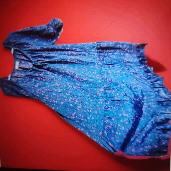 Natural Life Dark Teal Maxi-Length Boho Dress | Size L/XL - Frayed Hem & Sleeves - Picture 2 of 4